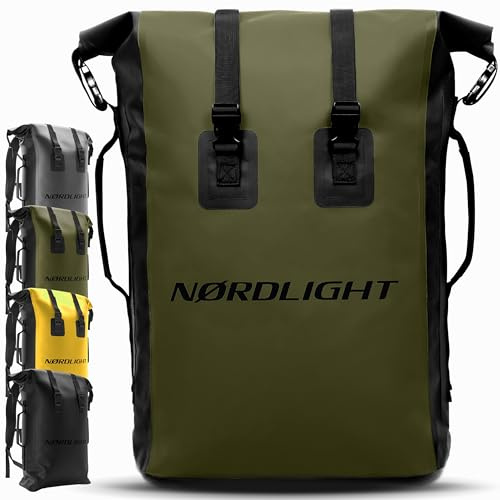 Nordlight Wasserdichter Rucksack Dry Bag 35l - (Olivgrün) Roll Top Rucksack mit gepolstertem Tragegurt, wasserdichte Tasche für Wassersport, Fahrrad Rucksack, Kurierrucksack, Trekking, Angeln