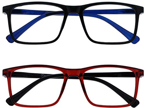 OPULIZE Ink Pack 2 Gafas De Lectura Grande Negro Oscuro Rojo Hombres Mujeres Bisagras Resorte RR4-1Z +1,00