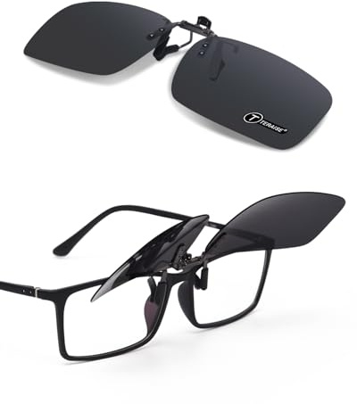 TERAISE Clip Lunettes de Soleil Flip up Surlunettes de Soleil Polarisées pour Hommes Femmes UV400 Clip Solaire pour L'extérieur,10Noir 58 * 37mm