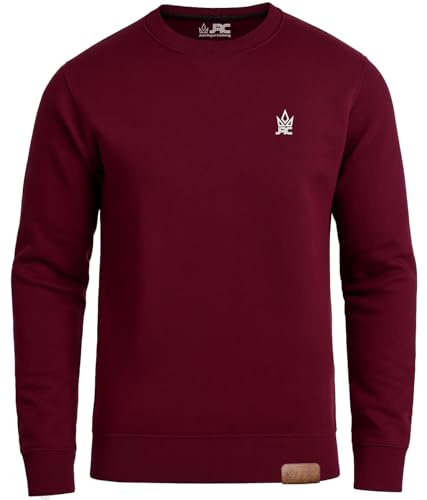 JRC Mens Fleece Crewneck Sweatshirts & Pullovers, Round Neck Long Sleeve Jumper, Sweater for Sports & Workwear (Maroon, XXL)