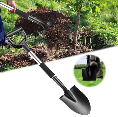 Bêche de jardin avec poignée en D, longueur : 79 cm, en acier au bore de qualité supérieure, pour sols durs, pierreux, petites bêches