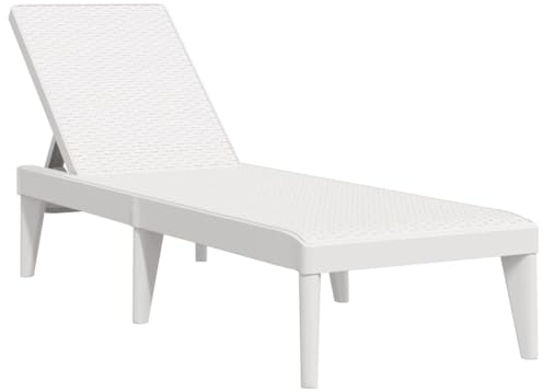 vidaXL Sonnenliege, Gartenliege Verstellbare Rückenlehne, Liegestuhl Liege mit Rattan-Optik, Relaxliege Strandliege Gartenmöbel, Weiß PP