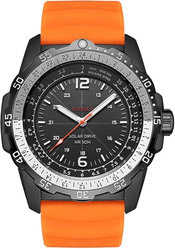 findtime findtimeSolaruhr Herren 5ATM Waterproof Outdoor Uhr für Swimmen Wandern Sport Herrenuhr Militär Taktisches Design Orange