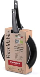 Moneta Formidabile Stone Set di 2 padelle antiaderenti 20-26cm, anche per induzione, 100% made in Italy Nero Set 2 padelle 20-26cm Nero