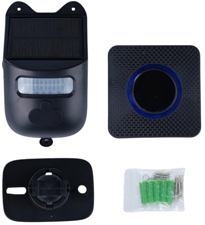 Solar Alarmanlage Haus Bewegungsmelder aussen Türalarm Bewegungsmelder Alarm Alarmanlage bewegungsmelder mit Blauer LED-Digitalanzeige, 3 einstellbare Empfindlichkeit (1 Detektor+1 Empfänger)