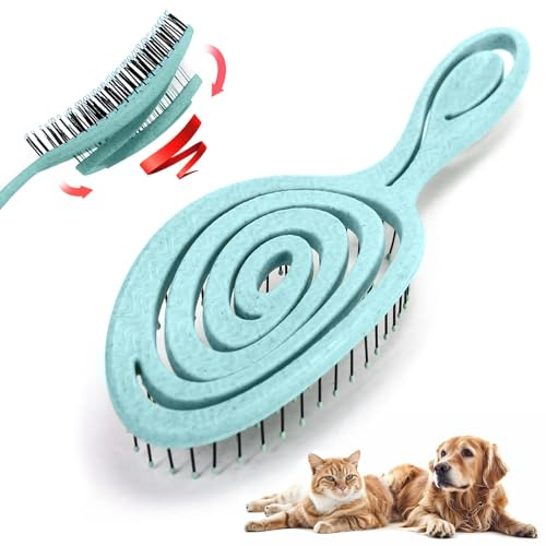 DHinkyoung for Pets Eco-Friendly Detangling Pin Brush for Dogs| Easy to Hold Ergonomic Handle Dog Brushes for Shedding, Grooming, Wet or Dry Dog Hair Brush
