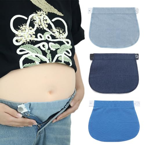 CPJJ 3 Pièces Elargisseur Pantalon Grossesse,Grossesse,Extenseur Pantalon Ajustables pour Femmes Enceintes Extensions de Bouton Pantalon élastique de Maternité Extension de Ceinture Réglable