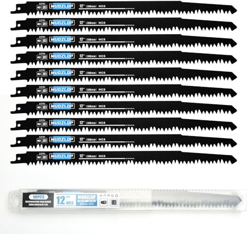 MUOZLOP Lot de 10 lames de scie sabre 300 mm, 5 TPI pour scie sabre à bois, lames de scie sabre (10, 5TPI, 300 mm)