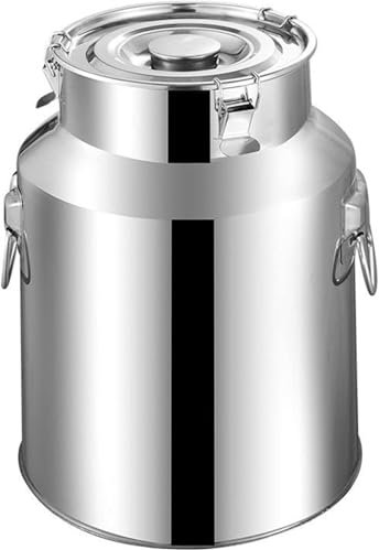 Pot A Lait 18L INOX Pichet,Seau Alimentaire,Fût De Transport,Seau Metal,Sceau Menage Bidon Alimentaire,Conteneur Croquettes Chien,Reserve d'eau pour Le Vin Et La Bière Huile, Riz, Eau 5L