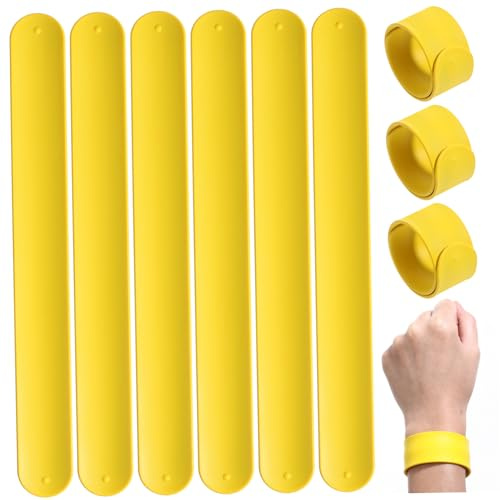 Garneck Bracelets à Claquer en Silicone Garçon et Filles Garçons Filles, Taille Unique, Jaune, Souples et Résistants, Présents Fête Anniversaire, Lot de 10 Pièces