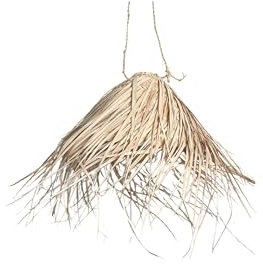 Lampe suspendue en paille style marocain, abat-jour artisanal, 25 cm, naturel