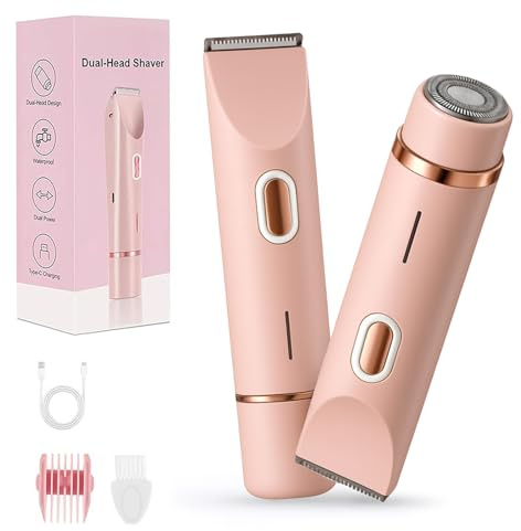 Rasoir Klyne Femme, Klyne Tondeuse Femme —— Tondeuse Intime & Sourcils, Recharge USB, Étanche IPX7, Pour Bikini, Jambes, Aisselles et Nez (Rosa)