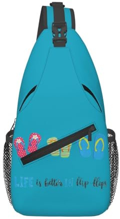 Flip Flops kalligrafi strandskor tryck kors bröstväska diagonalt slunga gymresor weekendresor crossbody ryggsäck