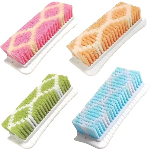 4 Pack Scrub Brush for Cleaning Scrubbing Brush with Stiff Bristle Multi-Purpose Heavy Duty Scrub Brushes,Deep Cleaning Brushes for Bathroom, Floor, Shower, Carpet, Bathtub, Sink Outdoor, Multi-Color