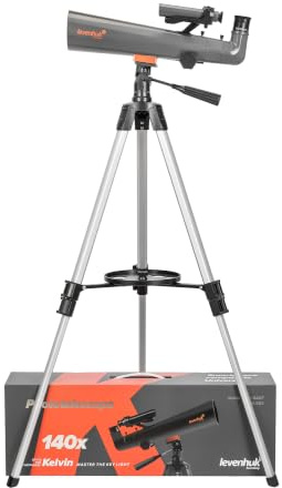 Levenhuk Kelvin Nova BASE 70/400 Fototeleskop Smartphone Teleskop, Tubkikare, Ultrakompakt för Nybörjare, Altazimutmontering, Stativ & Bärväska, för Astrofotografering & Deep-Space Observationer