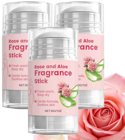 Ros aloe deodorant pinne, långvarig fräsch doftbalsam (3 st) | Ros aloe doftande fasta ämnen parfym, långvarig fräsch doft balsam, fuktgivande hela dagen kroppsdoft