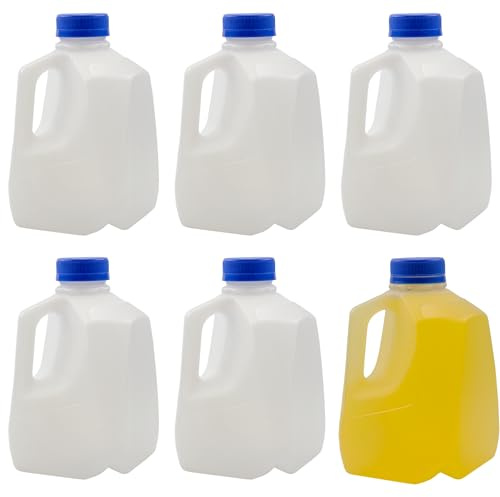 Cornucopia Brands 32oz Plastic Jugs (6-Pack); 1-Quart / 32-Ounce Bottles w/Caps for Juice, Water, Sports and Protein Drinks and Milk, BPA-Free