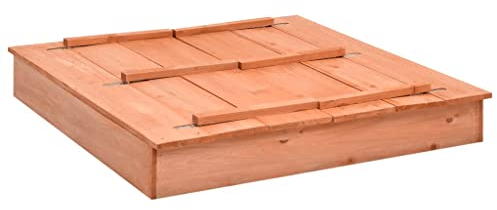vidaXL Bois de Sapin Bac à Sable avec Couvercle Equipement de Jeu Aire de Jeu pour Enfants Garçons Filles Jardin Extérieur 95x90x15 cm