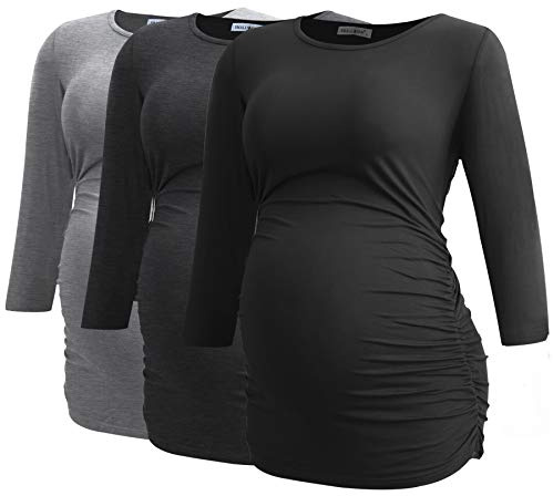 Smallshow Dam, gravid, moderskap, toppar, 3/4 ärmar, mammaskjortor, gravida toppar, graviditet, mammastopp, 3-pack