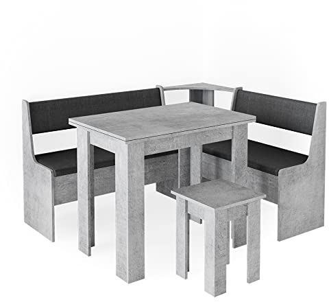 Vicco Eckbankgruppe Roman, Küchentisch, Beton/Anthrazit, 150 x 120 cm mit Tisch
