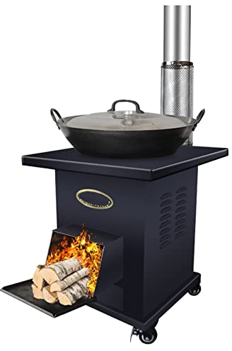 YYUINU Großer Holzofen, Holzofen aus Gusseisen, Kaminheizung, Mit Eisentopf, Geeignet für Innen- und Außenheizung, tägliches Kochen, Outdoor-Camping, Grillen,Mobile
