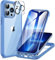 CENHUFO für iPhone 13 Pro Hülle, 360 Grad Schutzhülle mit Eingebautem Panzerglas Displayschutz und Kameraschutz Stoßfest Panzerhülle Bumper Full Cover Case Handyhülle für iPhone 13 Pro -Sierrablau