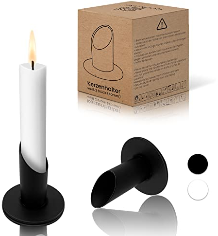 Quergang - modern minimalistischer Kerzenständer aus Metall - Deko Kerzenhalter lackiert für Tafelkerzen, Kommunionskerzen und Stabkerzen (2er Set für Tafelkerzen Ø-22mm, schwarz)