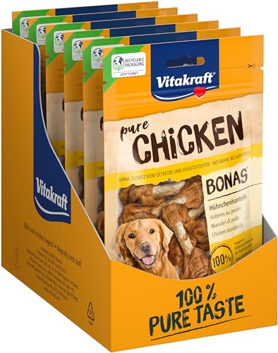 Vitakraft Pure Chicken Bonas, Hundeleckerli, Hühnchenhanteln, Hunde Trainingsleckerli, ohne Zusatz von Zucker (7x 80g)