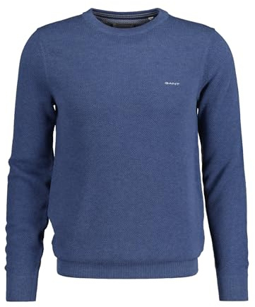Gant Herren Cotton Pique C-Neck Pullover, Denim Blue Mel, 5XL