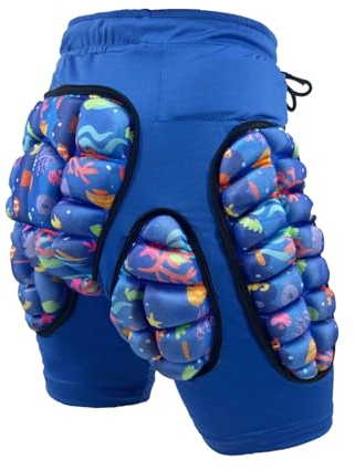 Gepolsterte Shorts für Kinder, Hüftprotektoren, Absturzsicherung, Schutzausrüstung für Skaten, Radfahren, Aufprall, Blau L