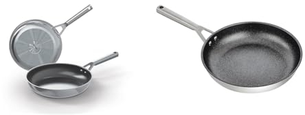 Ninja ZEROSTICK Stainless Steel Cookware 2-Piece Frying Set, 20/26cm Frying Pans & ZEROSTICK Stainless Steel Cookware 30cm Frying Pan, Long Lasting, Non-Stick