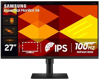 Samsung 27” (S40GD) Borderless Business Monitor with IPS Panel, 100Hz Refresh Rate, Eye Saver Mode, Ergonomic Design, Game Picture Mode, LS27D408GANXGO