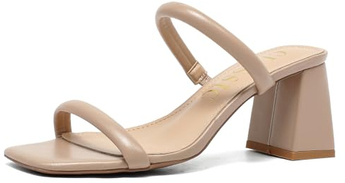 Pantoletten Damen mit Absatz Bequem - Elegante Mules Sandalen Schlappen Sandaletten Leichter Quadratischer Blockabsatz Offener Zehenbereich Rutschfest Sommerschuhe