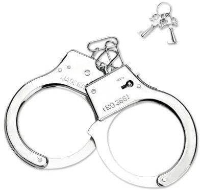Menottes en Métal avec Clés, Accessoire Cosplay Menotté, Menottes Professionnelles, Jouet pour Le Jeu Rôle la Police Costumes Fête Halloween,Accessoire Menotté Pretend Jouer Props,menottes enfant