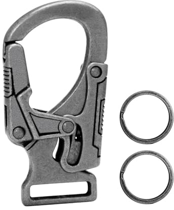 Ahiller Moschettone Portachiavi, 5 cm Metallo, con 2 Anelli Chiave, Gancio Esterno, Portachiavi Piccolo Unisex (Deep Alloy-1P)