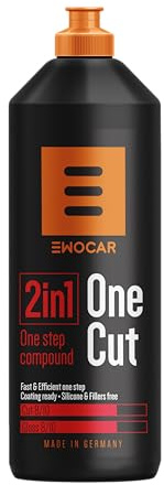 Ewocar One Cut Politur 1000 ml – One Step - Pulidor de lijado y acabado para marcas de lijado P2000 – base de agua, sin silicona, para máquinas DA, Rotary – Profesional brillo y eliminación de