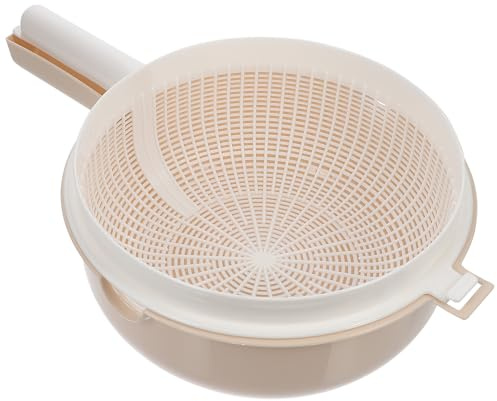 Gatuida Passoire à Fruits à Double Couche Amovible Bol Récupérateur, Panier D'égouttage Plastique Beige, Passoire à Pâtes Cuisine Multifonction pour Fruits et Légumes, Usage Réutilisable
