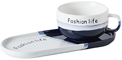 Ciotola for cereali, scodella for zuppa, scodella for il tè, scodella for zuppa in ceramica a strisce con manico, ciotola for colazione in porcellana e piatto for pane, ciotola for cereali, for desser