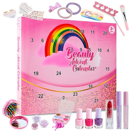 KreativeKraft Calendario Avvento 2025 Bambina Smalto Unghie Trucchi Beauty Countdown Natale Calendari Avvento 24 Sorprese Make Up Adesivi Unghie (Bellezza)