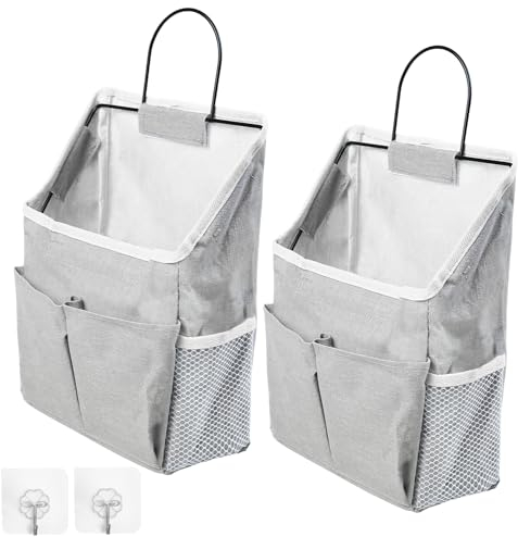 Zxglxinyao 2pcs Wall Hanging Storage Bags with Pockets, Black, Minimalist Style, Wall Organizer Storage Bag for Kitchen, Bedroom, Dormitory
