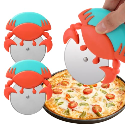 Rotella Tagliapizza,Minging 2 Pezzi Agliapizza a Forma Di Granchio Taglia Pizza Acciaio Acciaio Inox Cutter Per Pizza Torte Pie Waffle Pane Divertenti Design Sicuro Facilità Di Pulizia Rotella Pizza