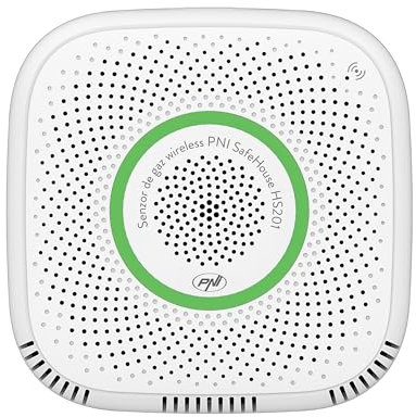 Methangassensor (CH4) PNI SafeHouse HS201 mit WLAN, Steuerung über die Tuya Smart-Anwendung, 230-V-Stromversorgung, 70 dB, Sprachansage, akustischer und visueller Alarm, Magnetventilausgang
