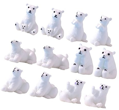 PHENOFICE 12stücke Miniatur Eisbären Figuren Aus Harz Für Haus Und Garten Dekoration Cartoon Bären Statuen Als Schreibtischdekor Klein Bären Ornamente