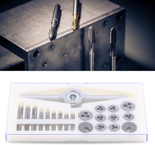 30 pcs M1-M2.5 Hss Metric Tap and Die Set Screw Thread Plugs Taps Tapping Tools, Mini Tap Tapping Die Set,HSS T Handle Kit for Machine Manufacturing