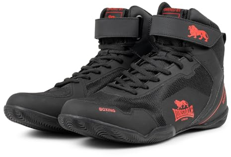 Lonsdale Mixte Rufford Chaussures de Boxe, Noir/Rouge, 42 EU