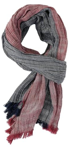 Hasdnker Sciarpa Scialle Invernale Sciarpe Sciarpa da Uomo Autunno Inverno in Cotone E Lino A Righe, Sciarpe da Uomo, Foulard Caldo, Moda Maschile, Scialli di Marca, Rosso Vino