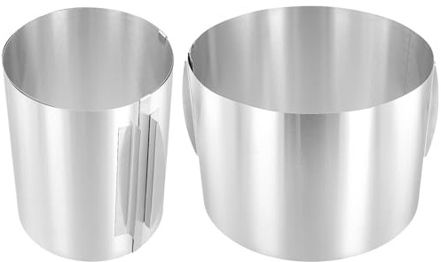 CHEUKYIU 2 stycken tårtringar justerbar 16–30 cm, 20 cm höjd rostfritt stål tårtring, tårtring justerbar rund för bakning kakberedning