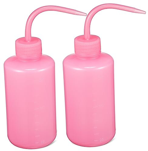 VINTORKY Bottiglie Comprimibili Per Pulizia Ciglia 250 Ml Set Da 2 Flaconi in Plastica Rosa Beccuccio Angolato Riutilizzabili Per Trucco Occhi Labbra e Naso Portatili