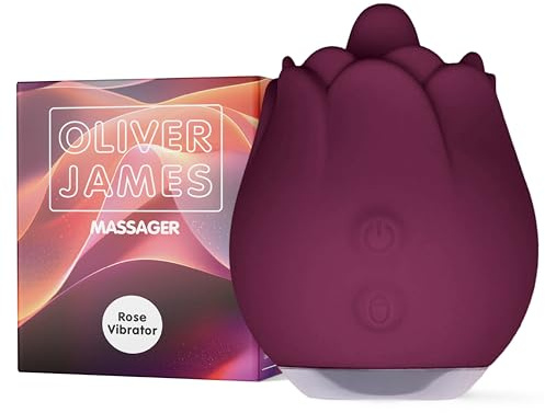 Vibrator Rose Toy by Oliver James - Licking Rose Sex Toy for Women, 10 Vibration Modes, IPX6 Showerproof Adult Toys, Silicone Sex Toys, Rechargeable Clitoral Vibrators for Women (Morado oscuro)