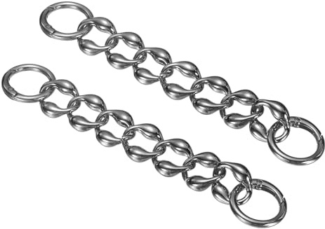 QUARKZMAN 2 st 6,3-tums väskremsförlängare, svart grå väska förlängningskedja, metall ersättningskedja med fjäderspänne, 0,8 bredd